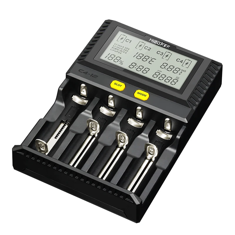 Умное зарядное устройство Miboxer 4 слота с ЖК экраном для li ion/Ni mh/Ni Cd/LiFePO4 18650 14500 26650 AAA