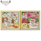Joy Sunday J271(1)J272(2) 14CT 11CT подсчитанный и отпечатанный послеобеденный чай вышивка DIY домашний декор наборы для вышивки крестиком