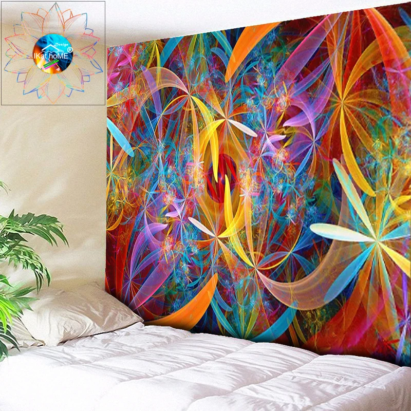 Цветной абстрактный настенный гобелен в стиле бохо хиппи богемное искусство