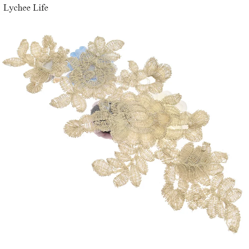 Lychee Life Fashion DIY 3D вышитый цветок Кружевная аппликация ручная работа шитье