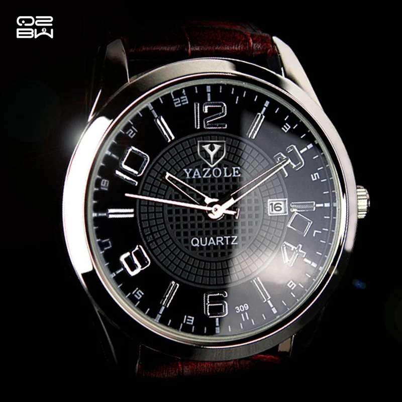 Для мужчин 2017 лучшие продажи человек кожаный ремешок календарь дата кварцевый