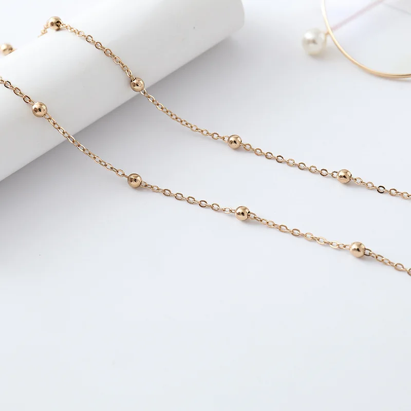 Модный простой: золото серебро украшенный бисером цепочка металлическая для