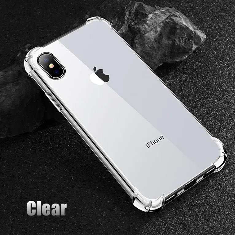 USLION противоударный армированный Прозрачный чехол для iPhone 11 Pro Max XS Max XR X 8 7 6 6s Plus 5 5S SE прозрачные телефонные чехлы крышка подушки безопасности - Цвет: Transparent