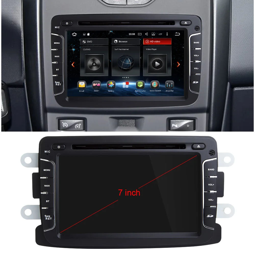 Eunavi 1Din Android 8 0 Автомобильный DVD Радио стерео плеер gps для Dacia/Sandero/Duster/Renault/Captur/Lada/Xray 2