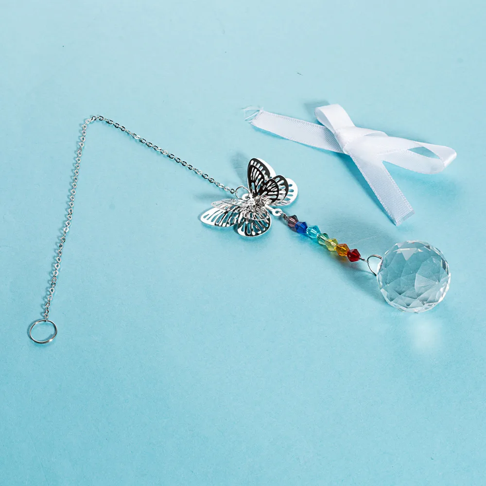 3D металлическая бабочка чакра Радуга окно висячие орнамент Люстра призмы Ловец