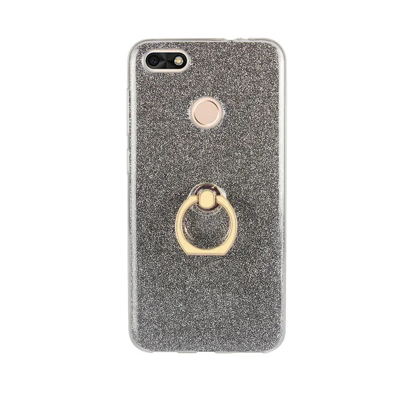 For Huawei P9 Lite Mini Case 5.0 inch Flash powder 3D Relief Silicone Soft Cover TPU With Ring Phone Bag |