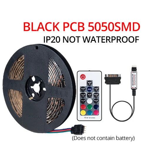 Black 5050 IP20 Kit SATA RGB Светодиодные ленты ночник неоновая вывеска лампы Luminaria компьютерный корпус для ПК Подсветка светильник с РФ пульта дистанционного управления - Испускаемый цвет: Black 5050 IP20 Kit