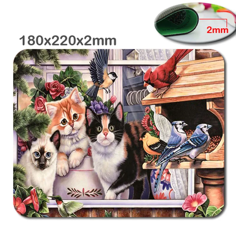 

Custom Lovely The cat and the bird Anti Slip Comfort Gaming Mouse Pad - Durable Office Accessory Gift 220mm*180mm*2mm