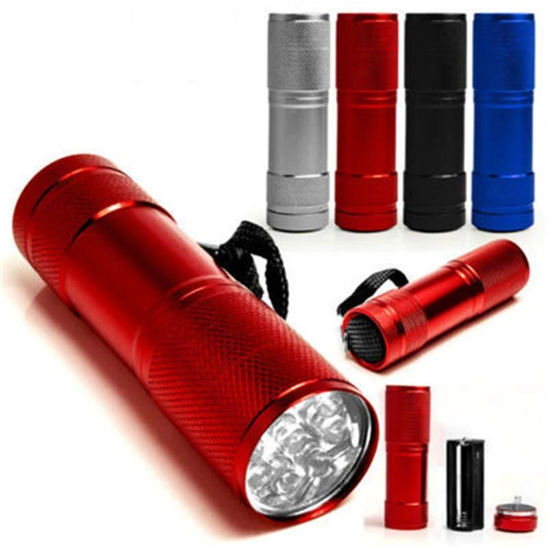 Новый 9LED алюминиевый УФ ультрафиолетовый фонарик фиолетовая лампа AAA горячая
