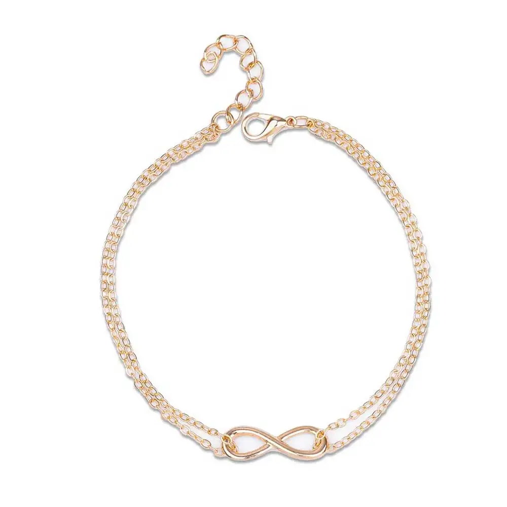 2018 Women Fashion Beach Barefoot Foot Jewelry Anklet Chain Crystal Ankle Bracelet Double Layer Anklets | Украшения и аксессуары