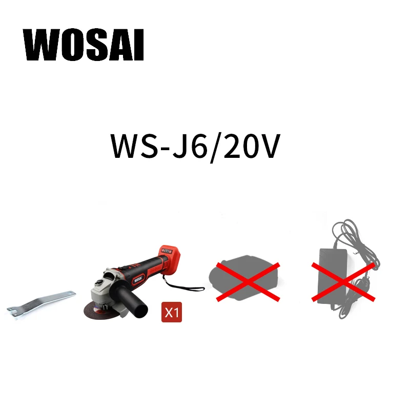 WOSAI 20V Электрическая аккумуляторная угловая шлифовальная машина Литиевая Батарея шлифовальный станок полировки резка шлифовальные воск Мощность инструменты - Цвет: WS-J6