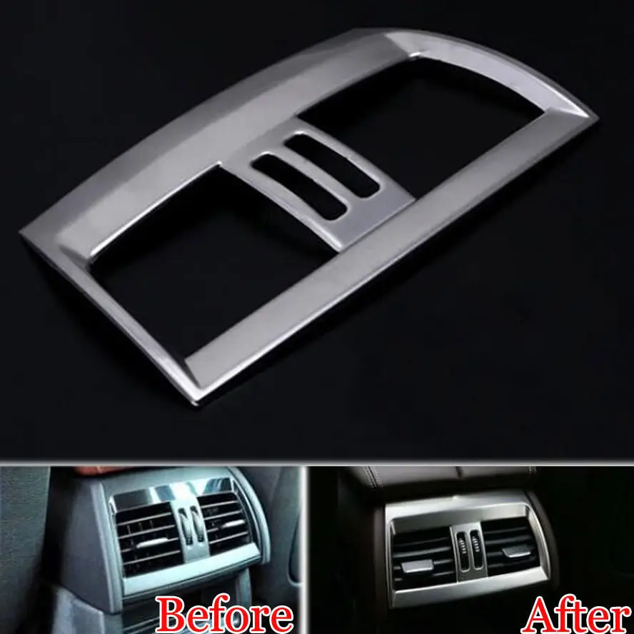 

For X5 F15 X6 F16 2014 15 Armrest Box Rear Air Conditioning A/C Vent Outlet Frame Cover Trim Silver Interior Car Styling Sticker