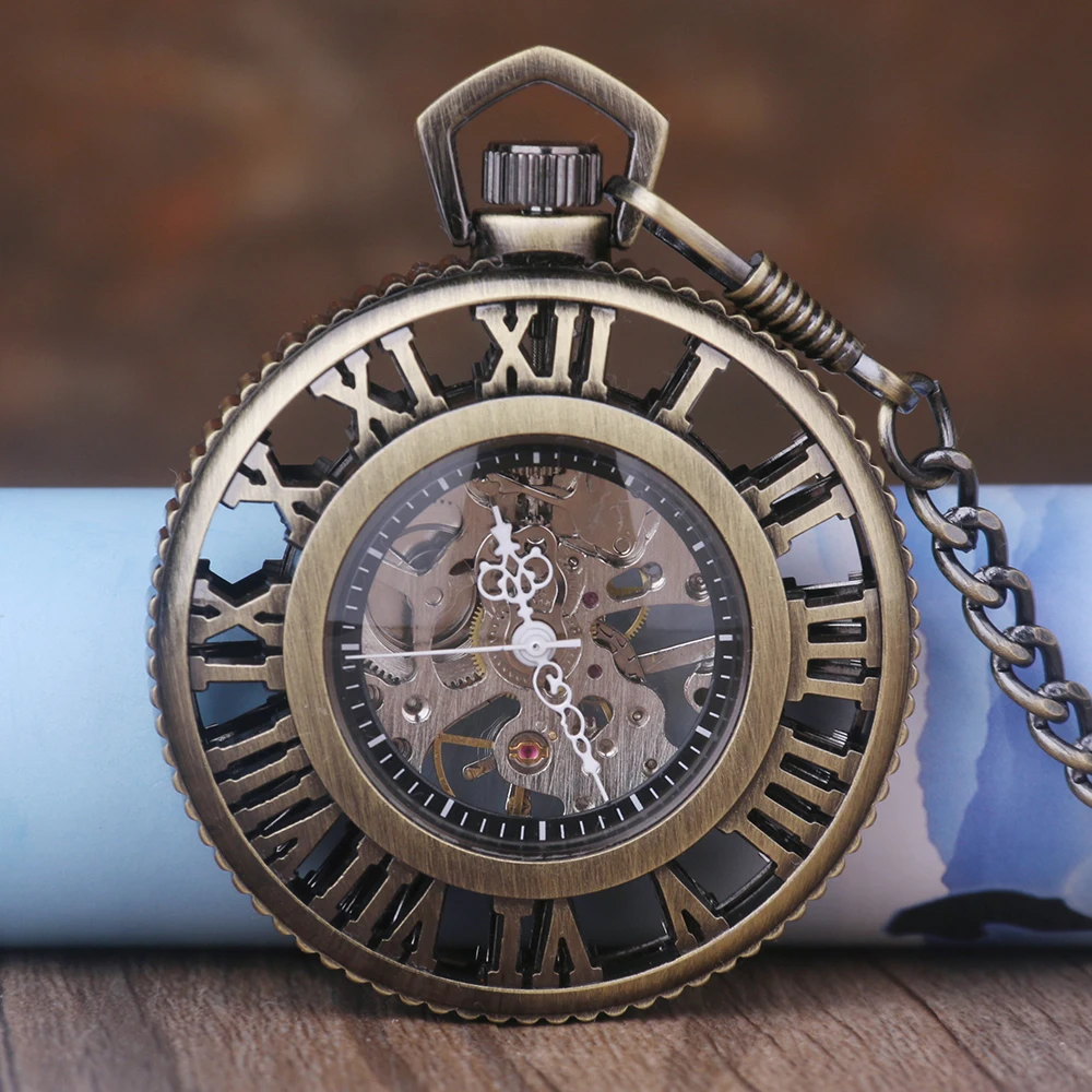 

5 шт./лот Роскошные FOB Механические карманные часы модные стимпанк ручная обмотка цепь подарок римские цифры
