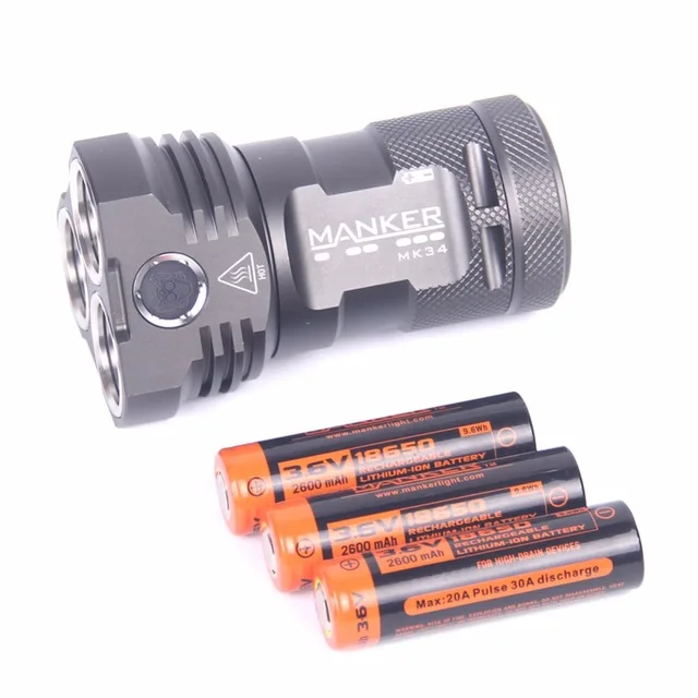 Светодиодный фонарик Manker MK34 8000 Люмен 12x Cree XPG3 LED/6500LM Nichia 219B/219C 2600 мАч аккумулятор