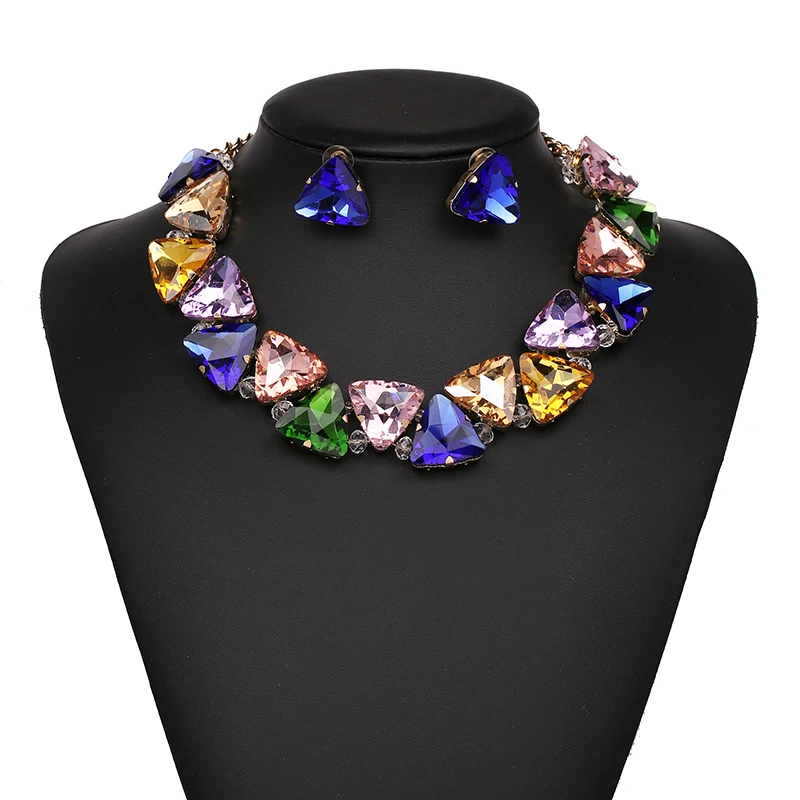 Лидер продаж роскошное колье чокер ожерелье с кристаллами и кулоном модный