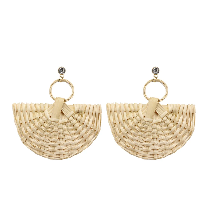 Винтажные плетеные висячие серьги STRATHSPEY для женщин из натурального ротанга