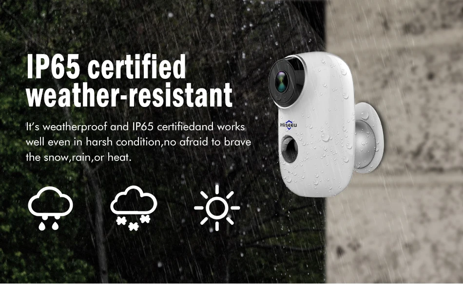 Hiseeu Беспроводная перезаряжаемая батарея CCTV Wifi ip-камера для улицы IP65 Всепогодная домашняя камера безопасности PIR Сигнализация Движения