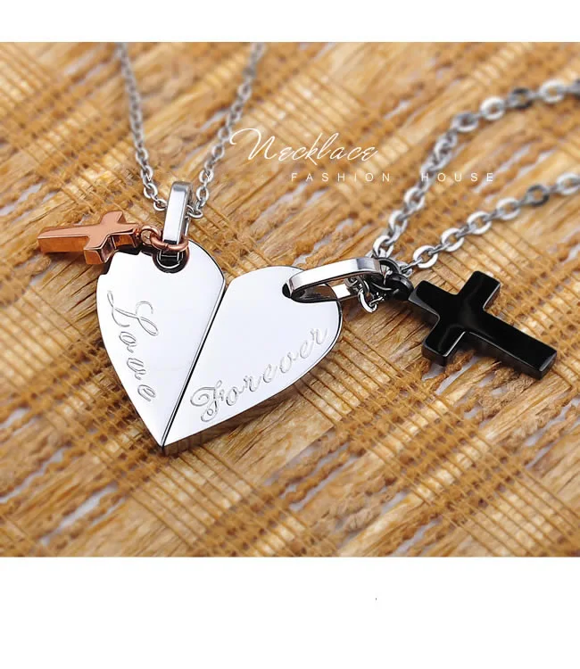 Heart Love Couples Necklace Trendy Stainless Steel Cross Pendant for Women Men Anniversary Jewelry | Украшения и аксессуары
