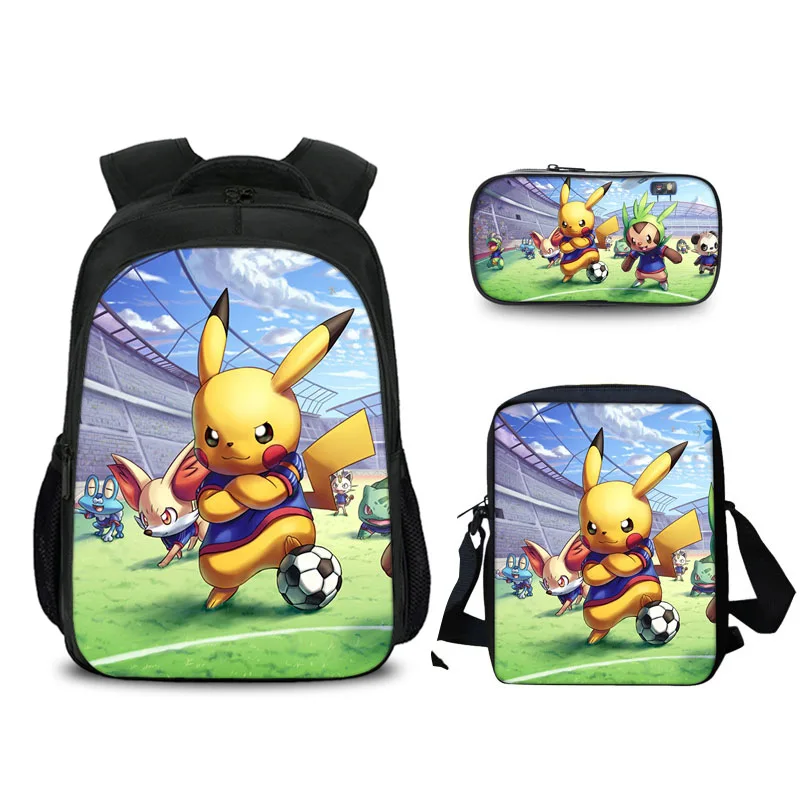 3 Pcs/set Cartoon Pokemon School Bags For Kids Detective Pikachu Anime Pattern School Backpack For Teen Boys Girls Curel Fancl - Цвет: 16