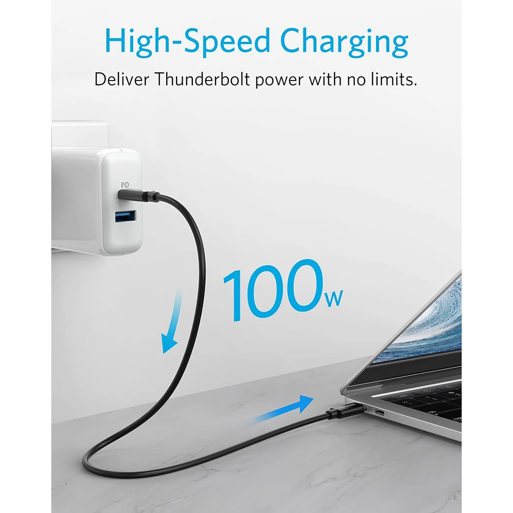 Кабель Anker Thunderbolt 3 0 с USB-C на C 1 6 футов 40 Гбит/с совместим USB Gen 1/2 идеально подходит