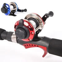 mini roller reel ice fly fishing reel bearing ball spinning sea wheel with 50m fishing line bluered optional