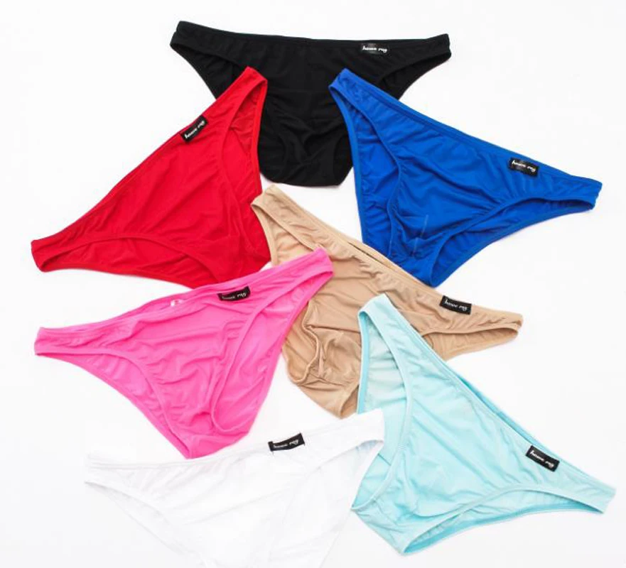 3pcs Brand Ice Silk Men Sexy Briefs Underwear Male Low-Waist Panties 7 Colors M,L,XL,XXL ZJH318