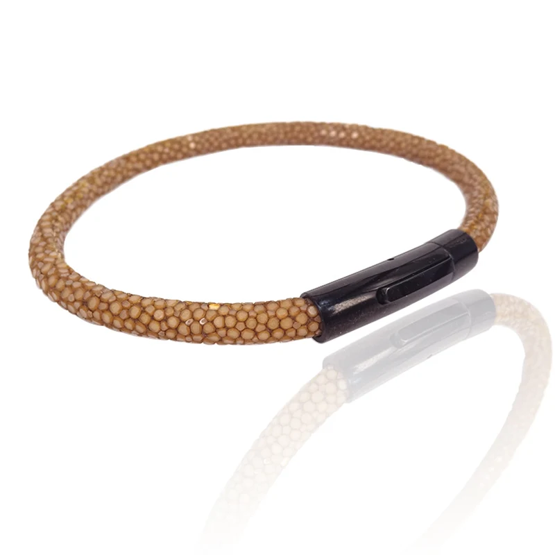 Роскошные браслеты из нержавеющей стали коричневый браслет кожи ската|bracelets