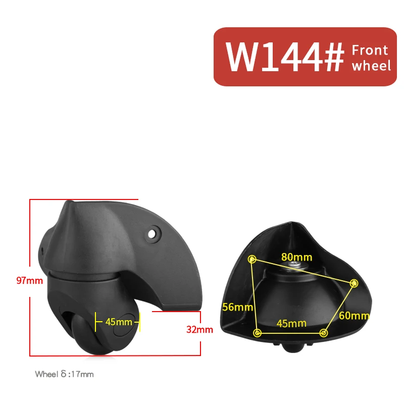 W144(2 Wheels)Front Замена багажа колеса для чемоданов ремонт рук Спиннер чемоданные колесики колеса запчасти Тележка Замена lockbox suitcas - Цвет: W144(2 Wheels)Front