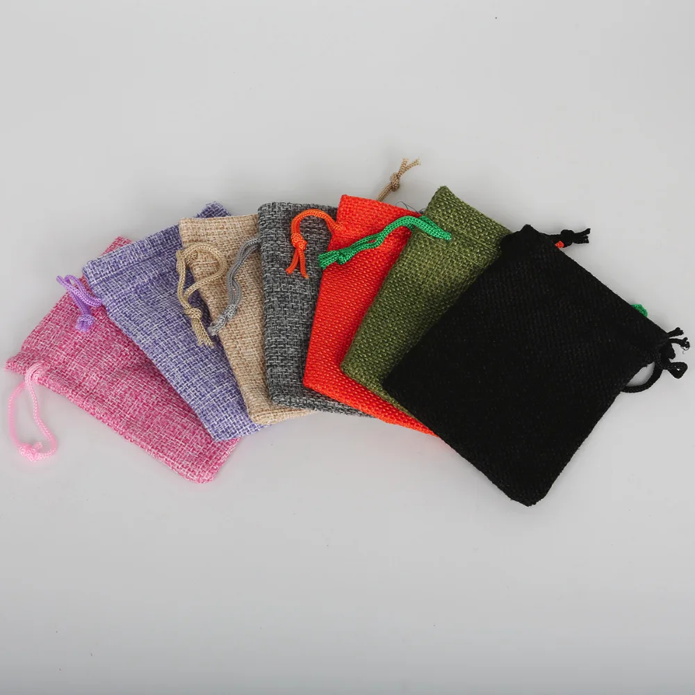 Льняные хлопковые подарочные пакеты на шнурке для дня рождения свадьбы