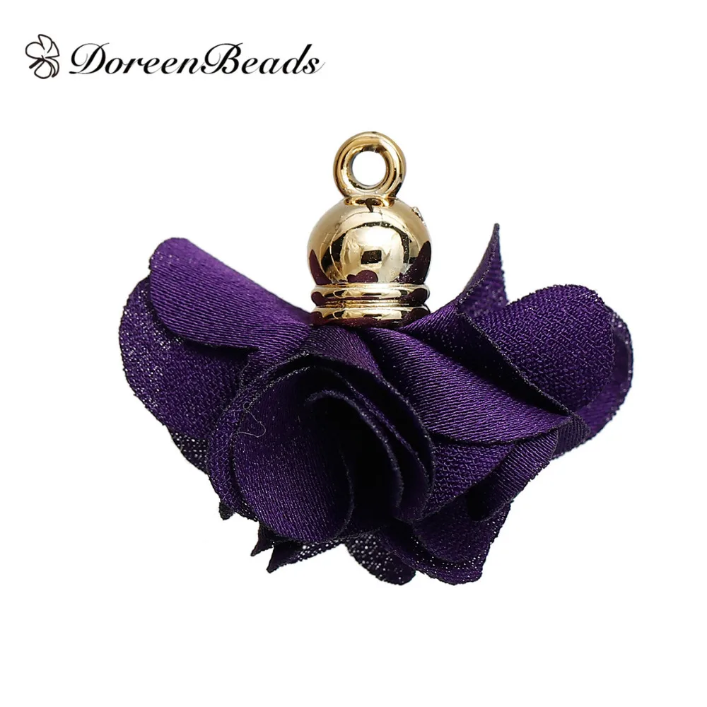 Подвески DoreenBeads из полиэстера с кисточками Позолоченные