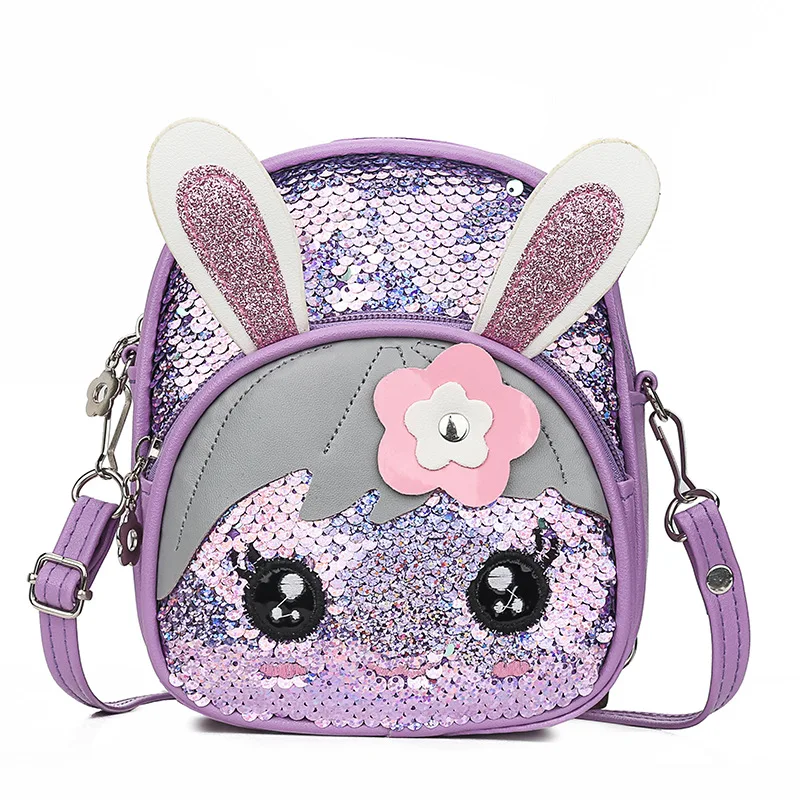 Purple New Cute Kids Toddler Girls Sequin Rabbit Schoolbag Backpack Shoulder Bag Satchel Children Cartoon Backpacks 7 Colors - Color: Purple