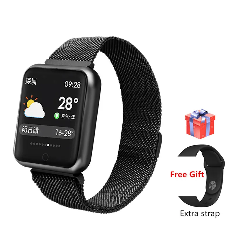 Black add gift Dehwsg Смарт-часы P68 Plus фитнес-трекер водонепроницаемые Смарт-часы с монитором сердечного ритма против Apple watch Mi band - Цвет: Black add gift