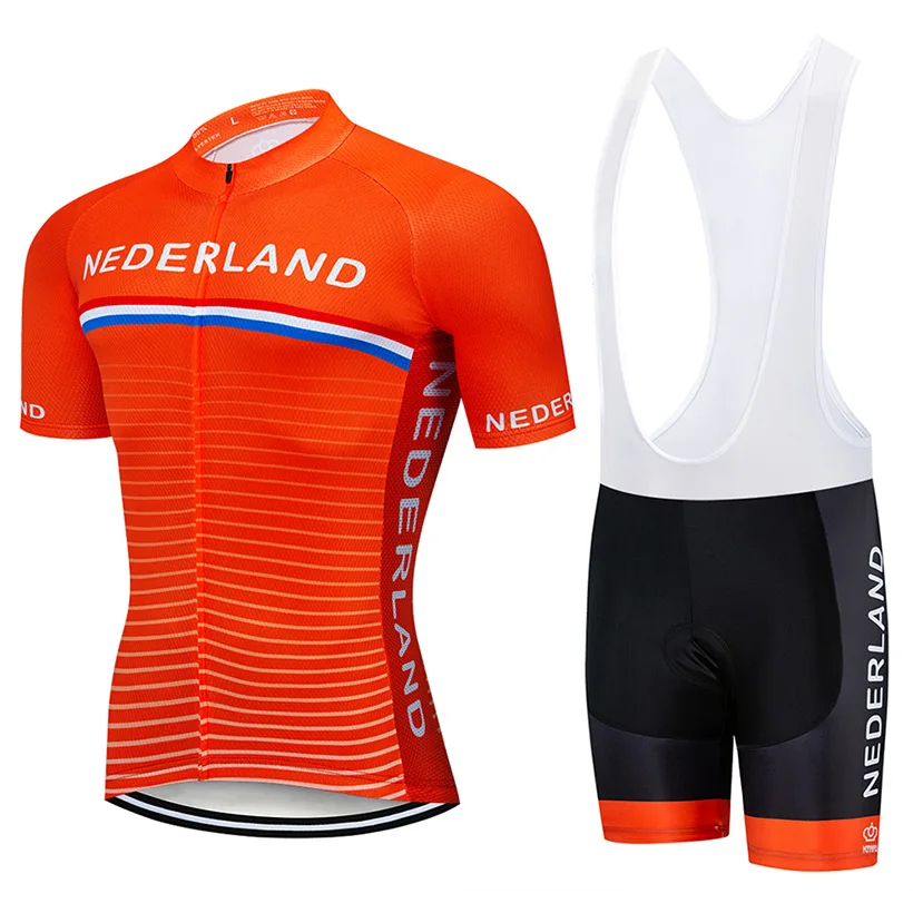 

Summer 2022 Team NEDERLAND Cycling Jersey Bib Set MTB Uniform Bicycle Clothing Bike Wear Clothes Mens Short Maillot Culotte