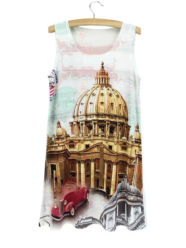 Летнее платье с узором знаменитой римской церкви 2014 женские модные платья на