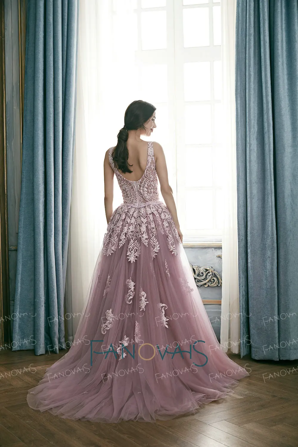 Светло-фиолетовые вечерние платья 2019 кружевные со съемным шлейфом Vestido De Festa Robe