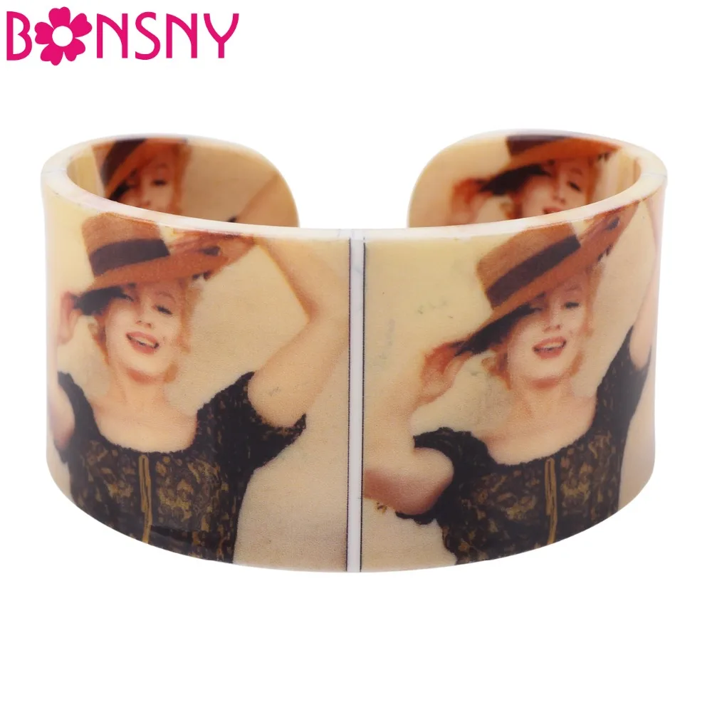 Bonsny акриловая модная женская бижутерия с рисунком Мэрилин Монро новинка 2017