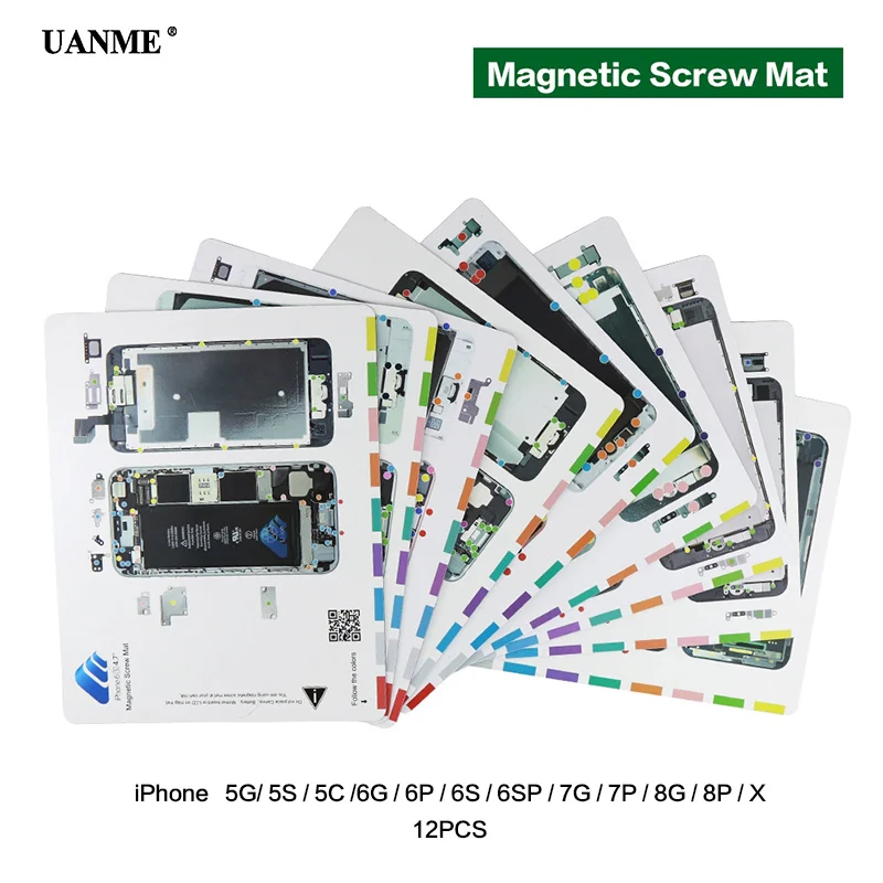 UANME cm 12 шт./лот Профессиональный магнитный коврик для винтов iPhone 5/5c/5s/6/6 Plus/6s/6s