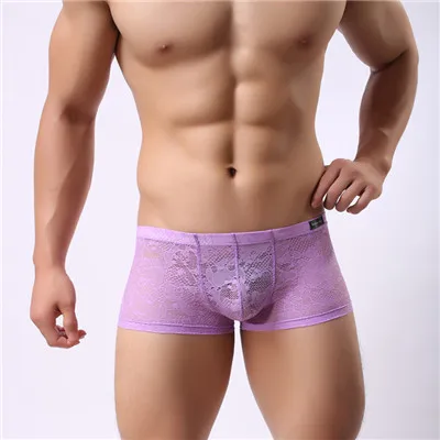 3 шт./лот Sexy Боксеры Нижнее белье Мужские Видеть Сквозь прозрачный высокого