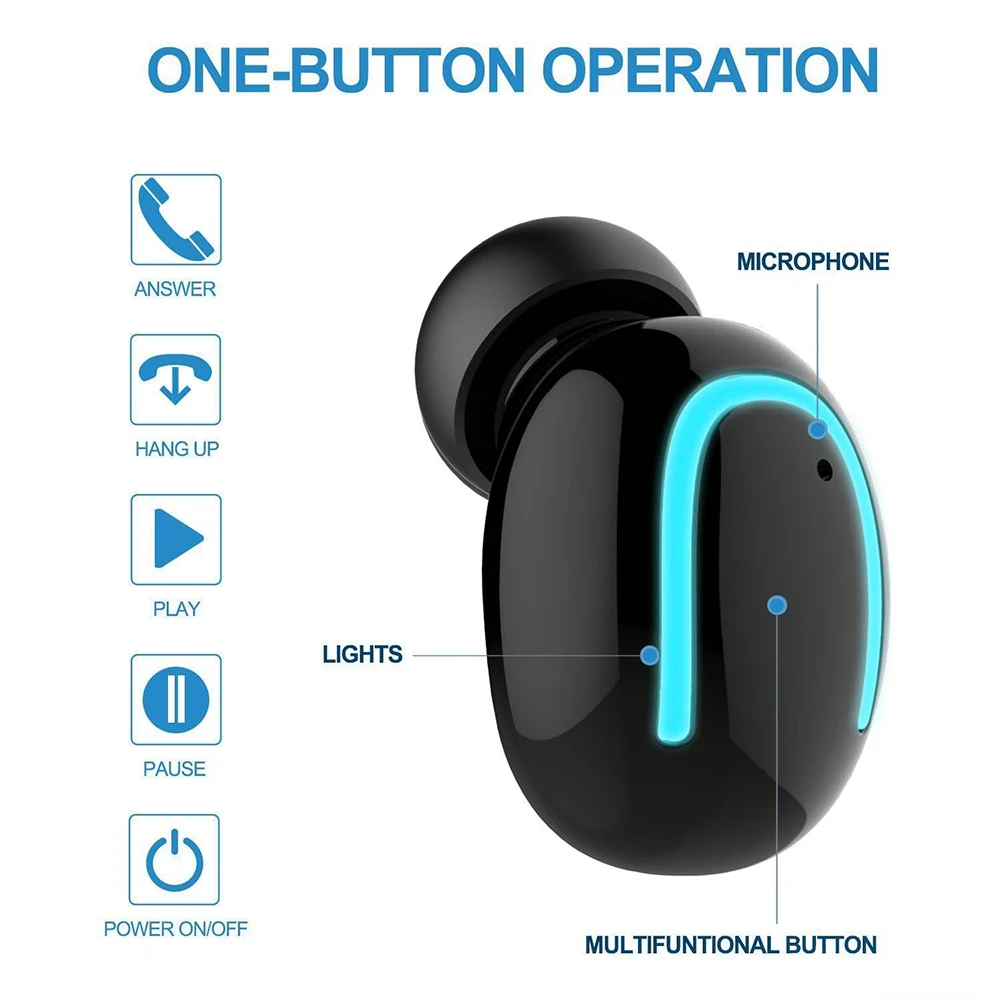 Беспроводные наушники Teamyo Bluetooth невидимые с микрофоном стерео беспроводная