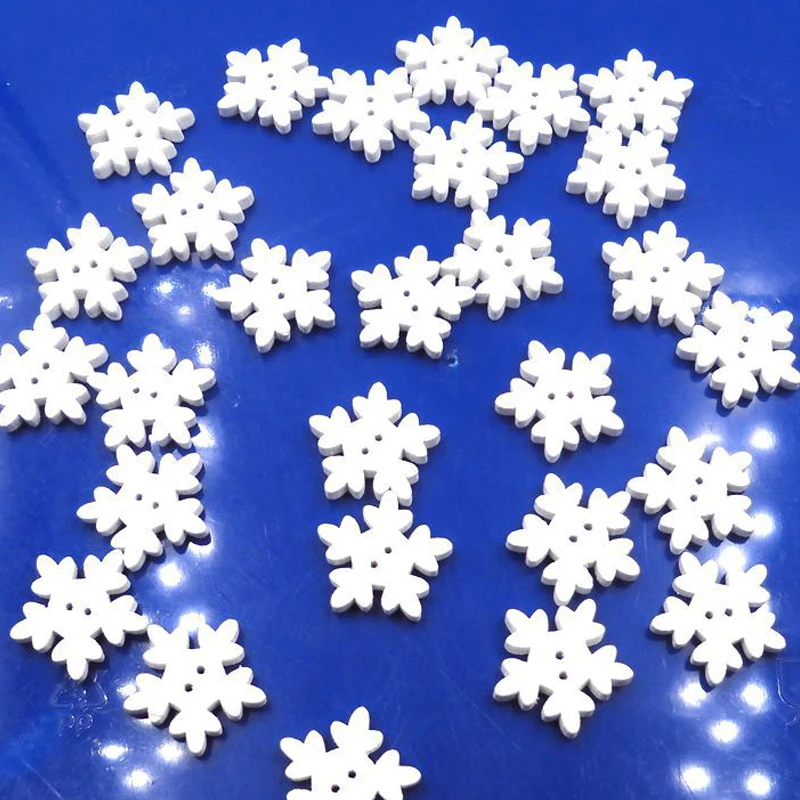 25/50/100 шт Милая Пижама с рождественским принтом, пижама прошитая вручную снежинки кнопки белого цвета с принтом снежинки; кнопка для скрапбукинга рождественские украшения
