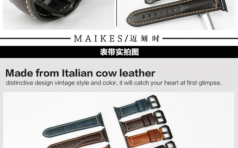 MAIKES, винтажный кожаный ремешок для Apple Watch, ремешок 44 мм, 40 мм, серия 4, 3, 2, 1, ремешок iWatch, ремешок для Apple Watch, 42 мм, 38 мм