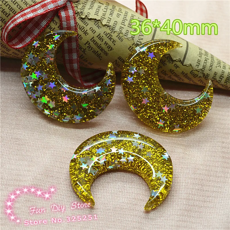 Смола Сияющий Золотой полумесяц Луна с плоским основанием ремесла для украшения