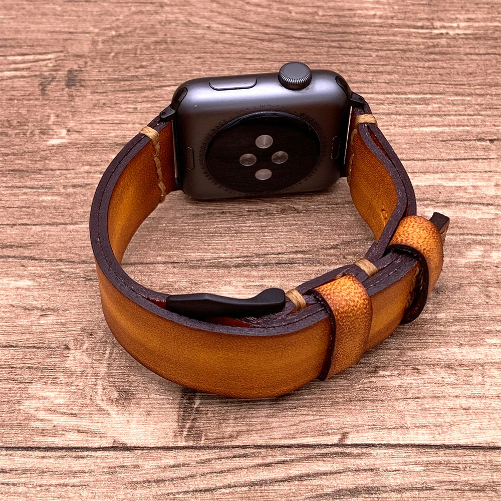 Ремешок из воловьей кожи для Apple Watch Band 38 мм 40 роскошный браслет в стиле ретро iWatch 42