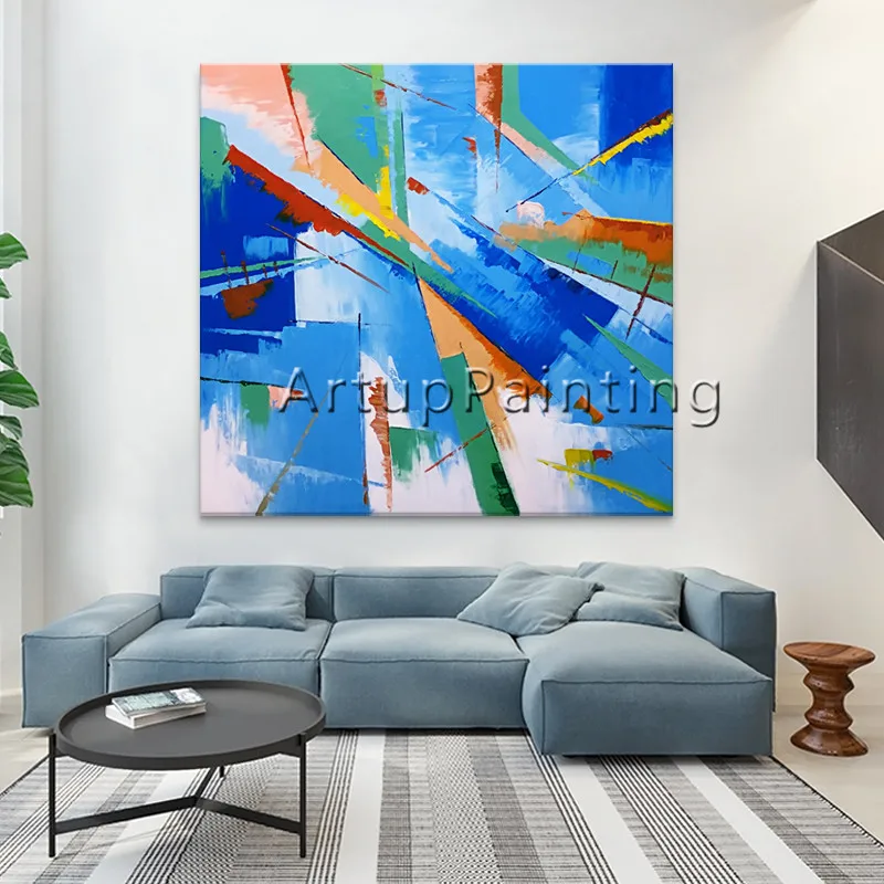 Hand painted canvas oil paintings Cheap large modern abstract painting wall decor Art pictures for bedroom2 | Дом и сад