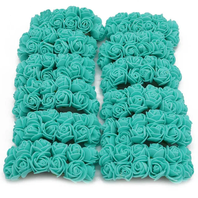 Tiffany Blue 144 шт дешевый пенопластовый мишка Роза ПЭ Пена голова розы искусственный цветок свадебное украшение Посуда Украшение комнаты Подарочная коробка сделай сам - Цвет: Tiffany Blue