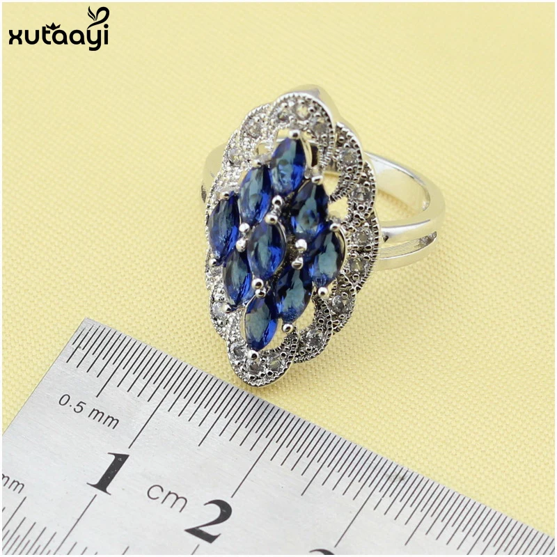 Комплект из колье серёг и кольца серебряного цвета | Украшения аксессуары