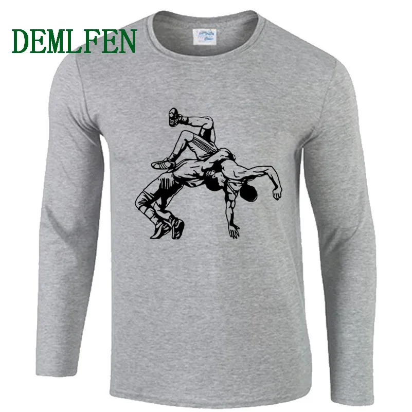 Sports gray Весенне-осенняя мужская футболка с принтом Новая футболка для борьбы с Муай Тай Повседневная хлопковая Футболка с круглым вырезом и длинными рукавами модные футболки - Цвет: Sports gray