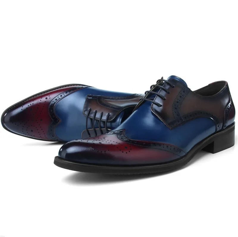 

Туфли-оксфорды мужские из натуральной кожи, модные броги, обувь для выпускного вечера, Классические деловые, для свадьбы