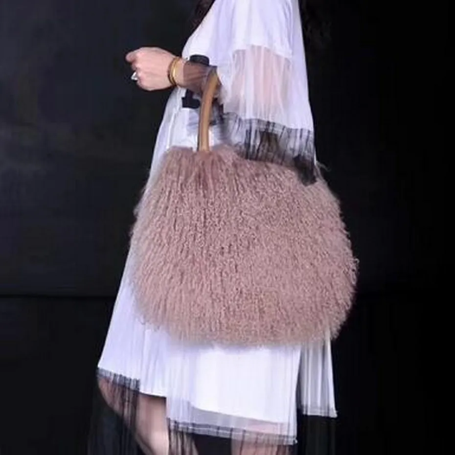 Женская сумка из натурального меха ягненка 2018|bag netbook|bagged coalhandbags cross body bags |