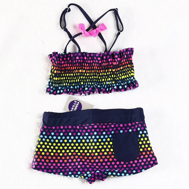 FINAL SALE!!! Two pieces Girls swimwear Kids Bikini sets Lovely Polka Dot swimsuit Children Biquini Infantil-H052 | Спорт и